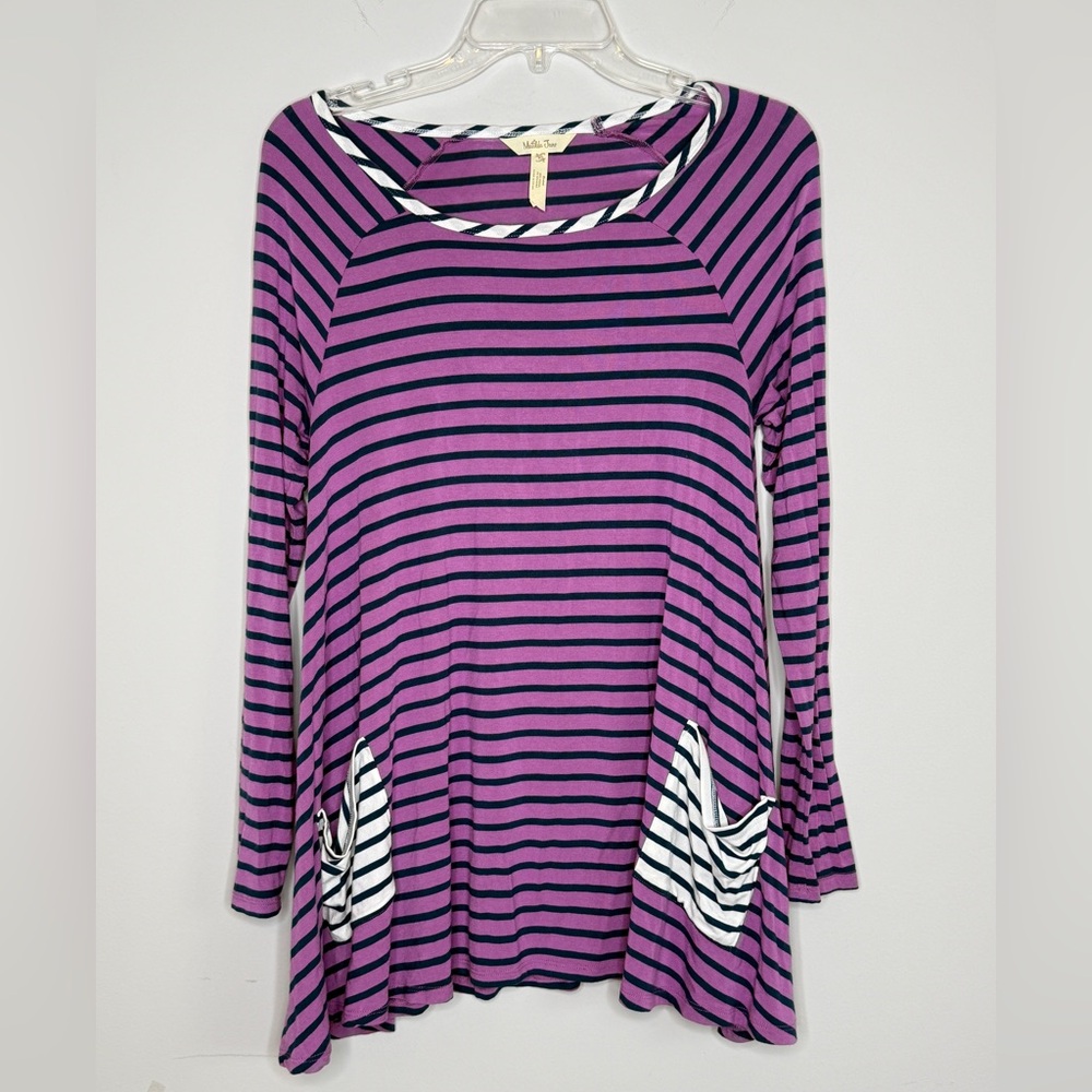 Matilda Jane Top SZ XS Long Sleeve Stripes Contrast Artsy Teacher Girlhoodcore